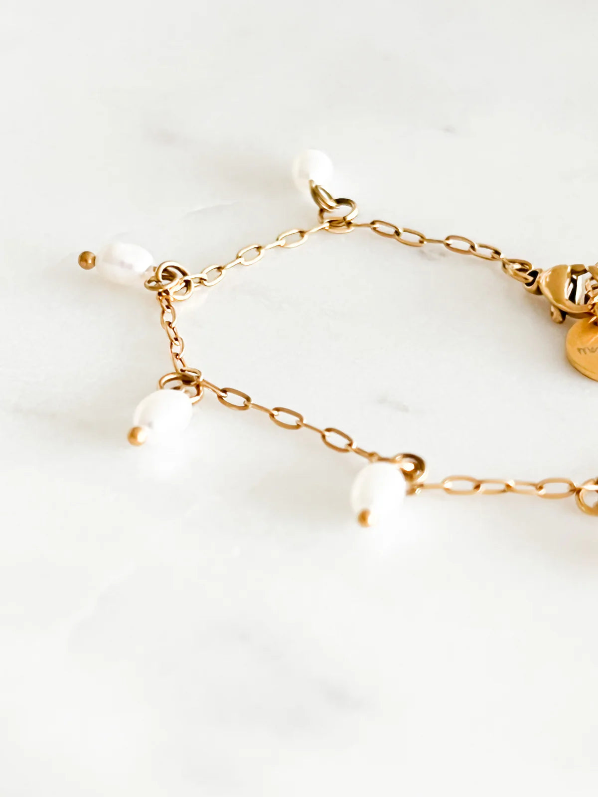 Oval Perlu Armband Gull