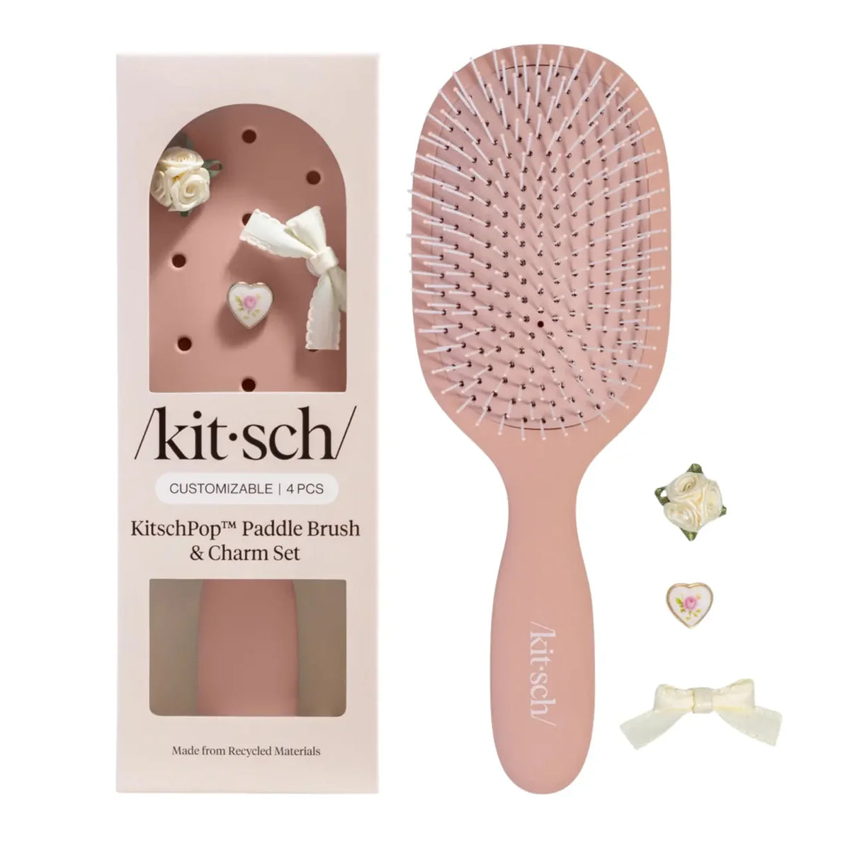 KitschPop Paddle Brush & Charm Set Terracotta