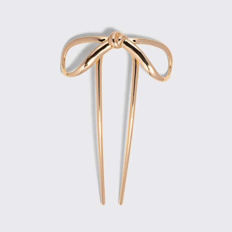 Metal Bow French Hair Pin Gold