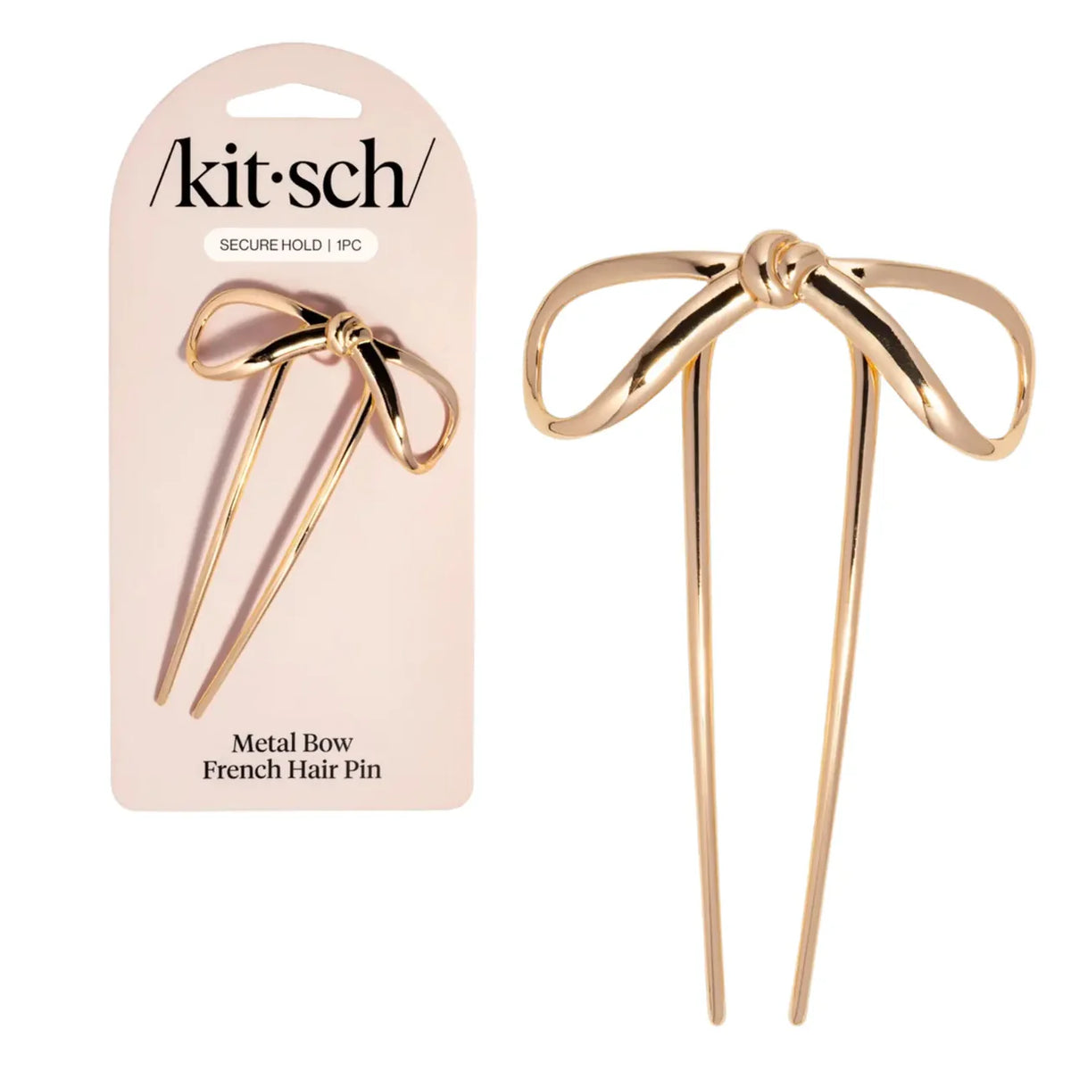 Metal Bow French Hair Pin Gold