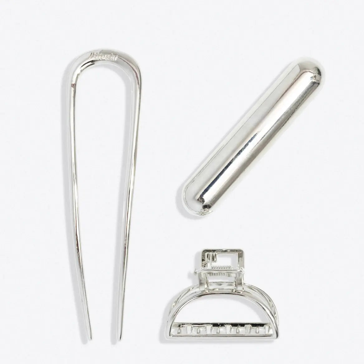 Mini Metal French Hair Pin & Clips Set Silver