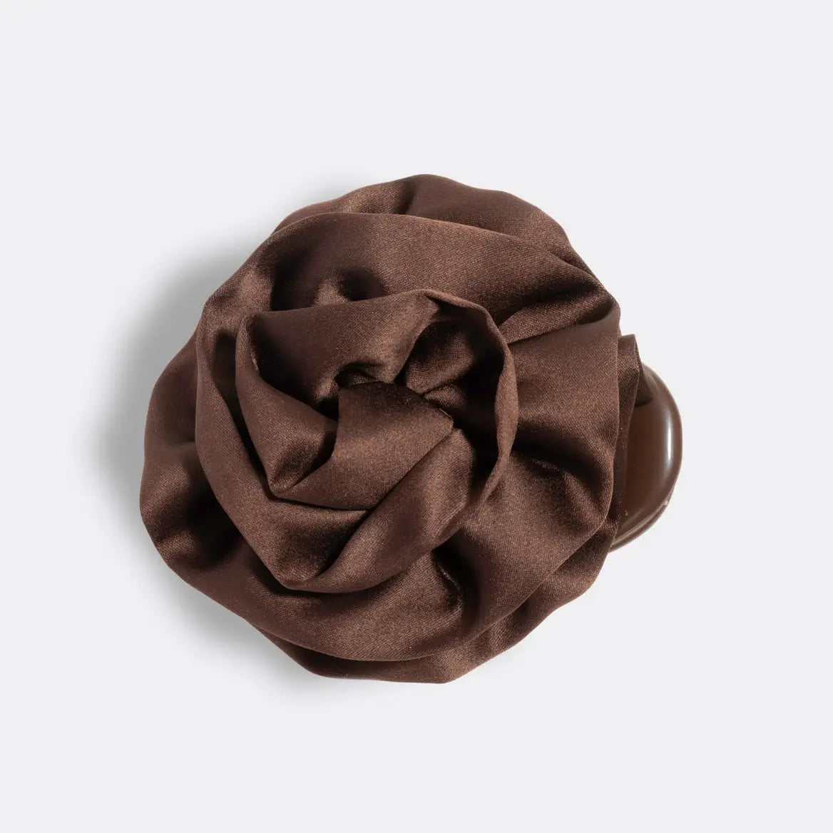 Satin Rosette Medium Flat Cloud Clip Chocolate