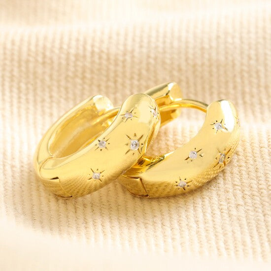 Crystal Stars Hoop Eyrnalokkar Gull