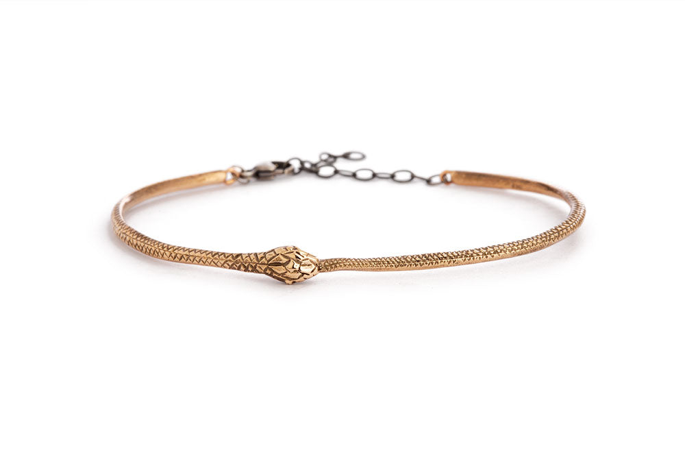 Armband – brons snáka spöng með silfur keðju